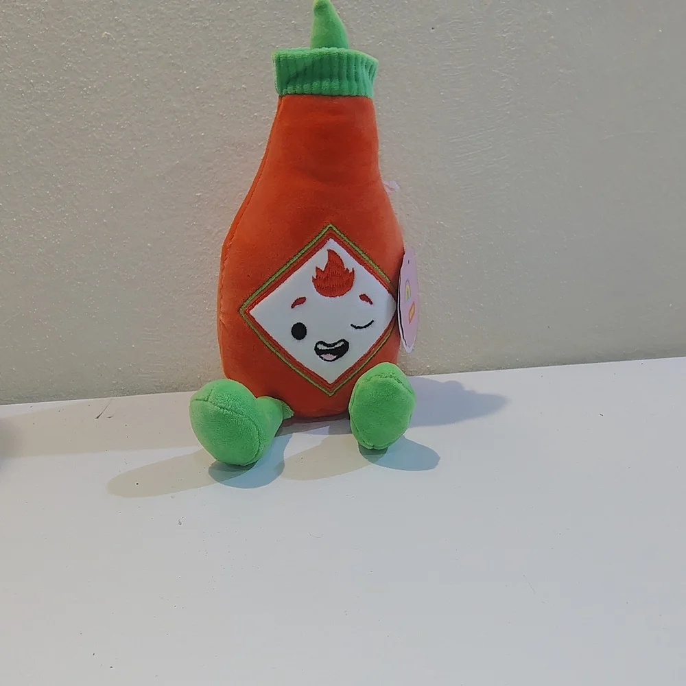 Plush Hot Sauce Bottle Toy - Orange & Green Cute Character